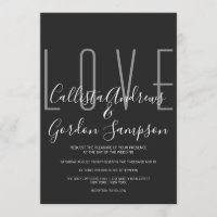 Love Quote Modern Minimalist Black White Wedding