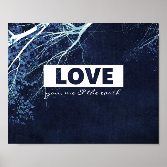 love quote nature art poster in blue (Front)