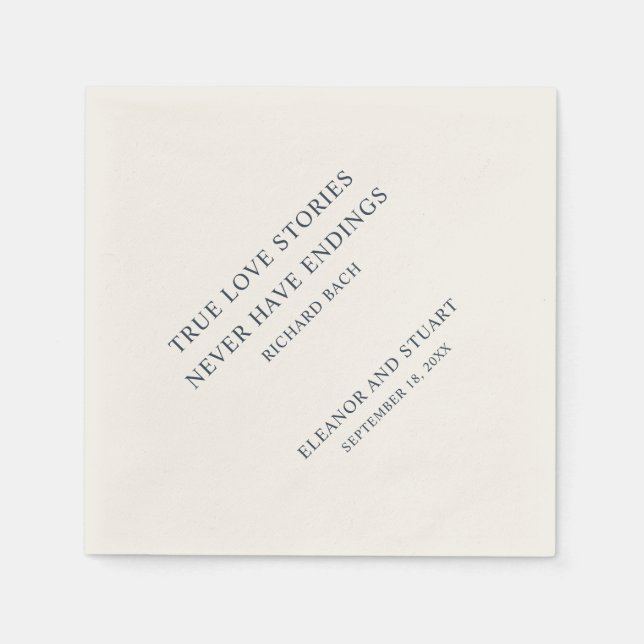 Love Quote Navy Blue and Ivory Wedding Napkin (Front)