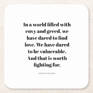Love quote square paper coaster
