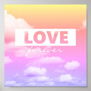 love quote typography poster pink clouds