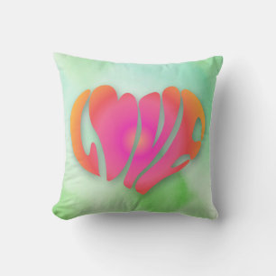Love Quote Valentine's Day Pink Heart Text Throw Pillow