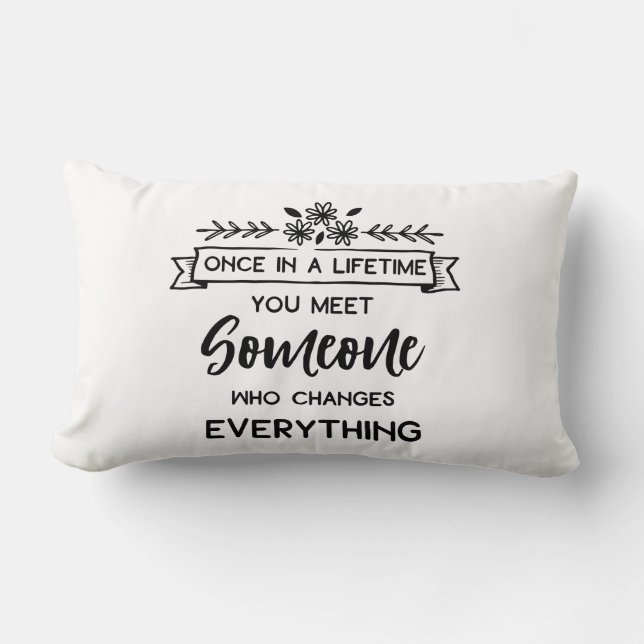 Love Quote Wedding Engagement MRS Bride Gift Lumbar Pillow (Front)