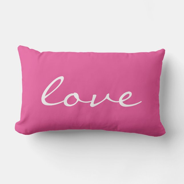 Love Quotes Chic Hot Pink Lumbar Pillow (Front)
