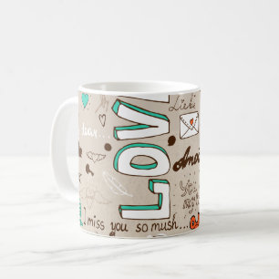 Love Quotes Doodle Pattern Coffee Mug