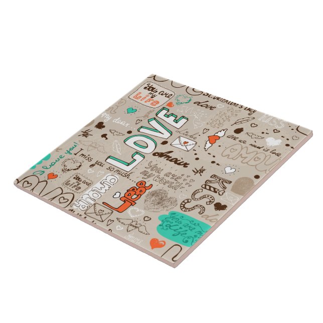 Love Quotes Doodle Pattern Tile (Side)
