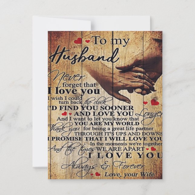 Love Quotes Gift | To My Husband Present | Invitation (Front)
