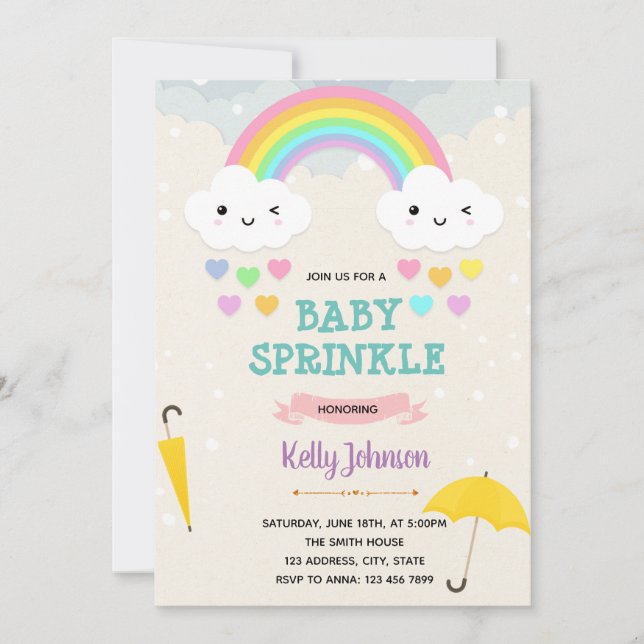 Love rain shower birthday party invitation (Front)