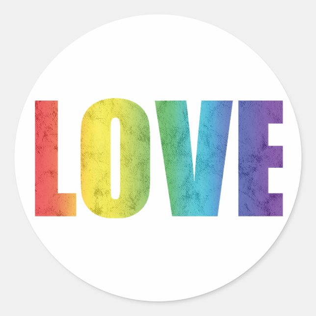 LOVE Rainbow Classic Round Sticker (Front)