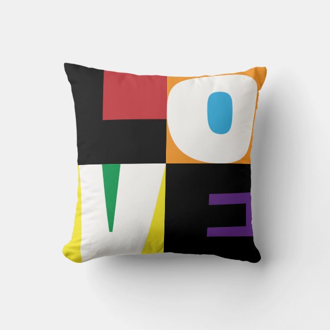 Love Rainbow Colours Clean-Cut Letter Art Design Throw Pillow (Front)
