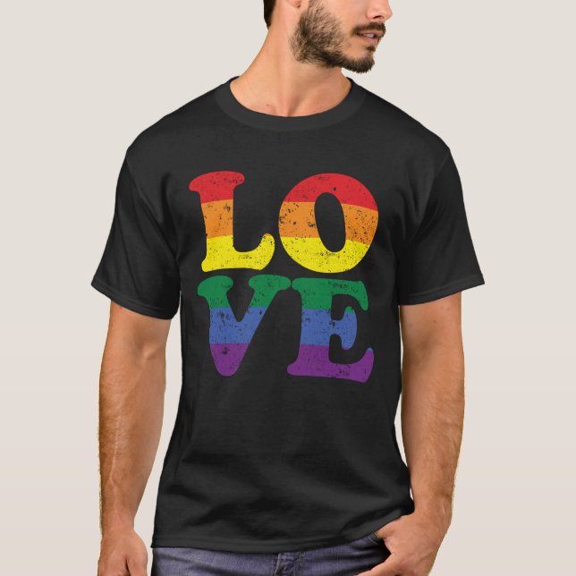 Love Rainbow Flag LGBT Gay Pride T Shirt 6 (Front)