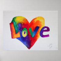 Love Rainbow Heart Art Painting Poster Print
