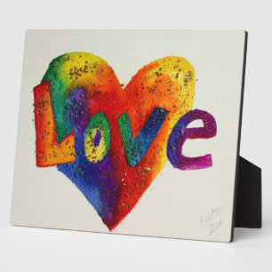 Love Rainbow Heart Glitter Painting Poem Plaque