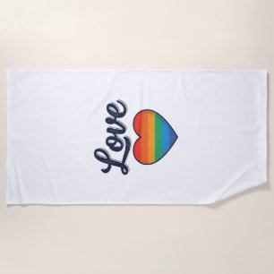Love Rainbow Heart Pride Vector Shirt Design_1 Beach Towel