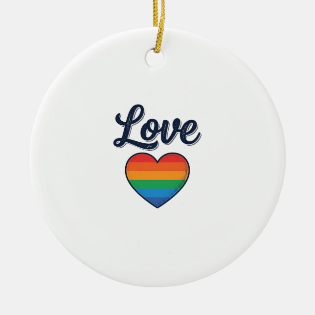 Love Rainbow Heart Pride Vector Shirt Design_1 Ceramic Ornament (Front)