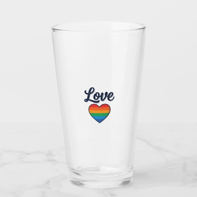 Love Rainbow Heart Pride Vector Shirt Design_1 Glass (Front)