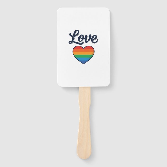 Love Rainbow Heart Pride Vector Shirt Design_1 Hand Fan (Front)