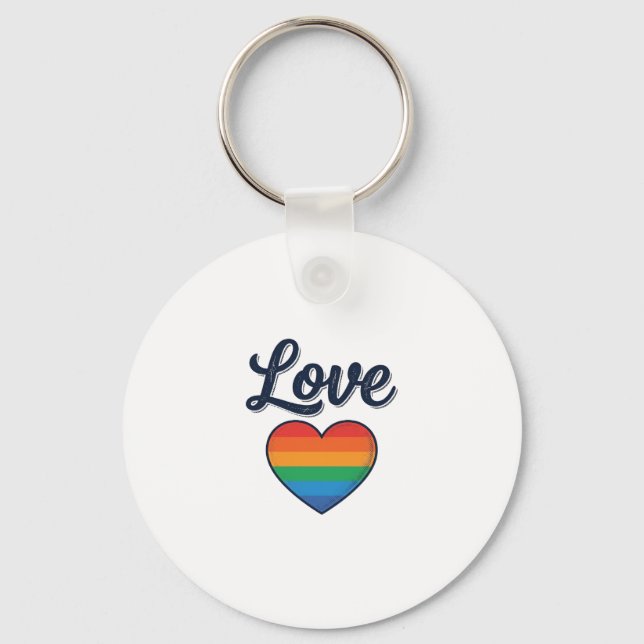 Love Rainbow Heart Pride Vector Shirt Design_1 Keychain (Front)