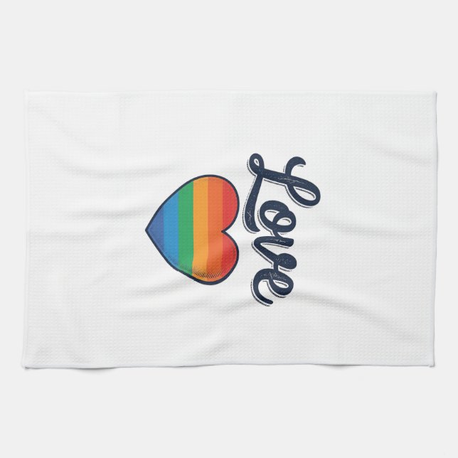 Love Rainbow Heart Pride Vector Shirt Design_1 Kitchen Towel (Horizontal)