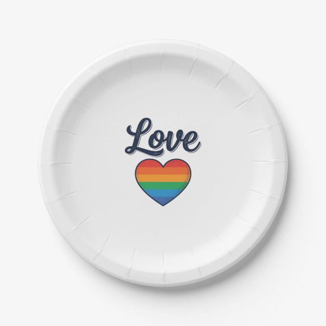 Love Rainbow Heart Pride Vector Shirt Design_1 Paper Plate (Front)