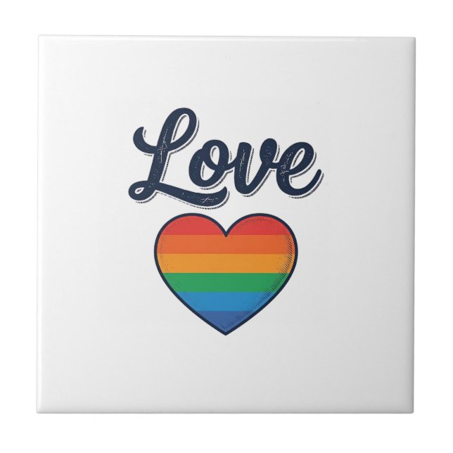 Love Rainbow Heart Pride Vector Shirt Design_1 Tile (Front)