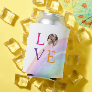 LOVE RAINBOW PHOTO LETTER PRIDE LGBTQ GIFTS CUSTOM CAN COOLER