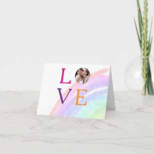 LOVE RAINBOW PHOTO LETTER PRIDE LGBTQ GIFTS CUSTOM THANK YOU CARD