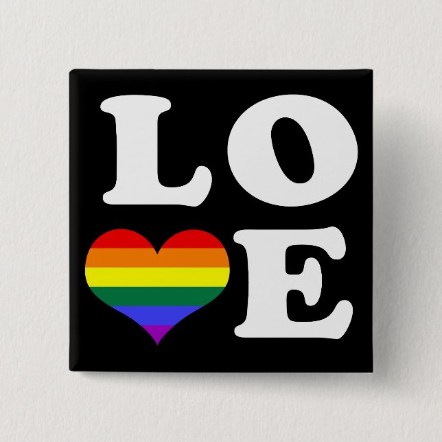 Love Rainbow Pride 2 Inch Square Button (Front)