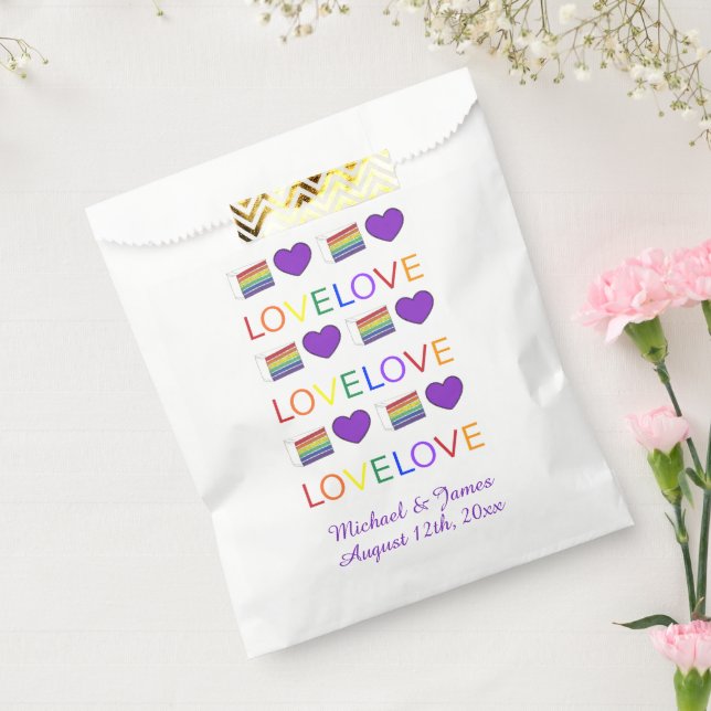 LOVE Rainbow Wedding Cake Purple Heart Pride Favour Bag (Sealed)