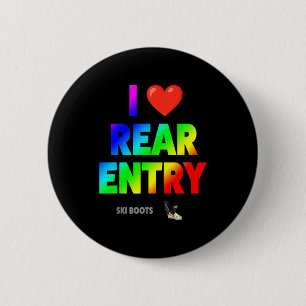 Love rear entry ski boots funny skier subtle retro 2 inch round button