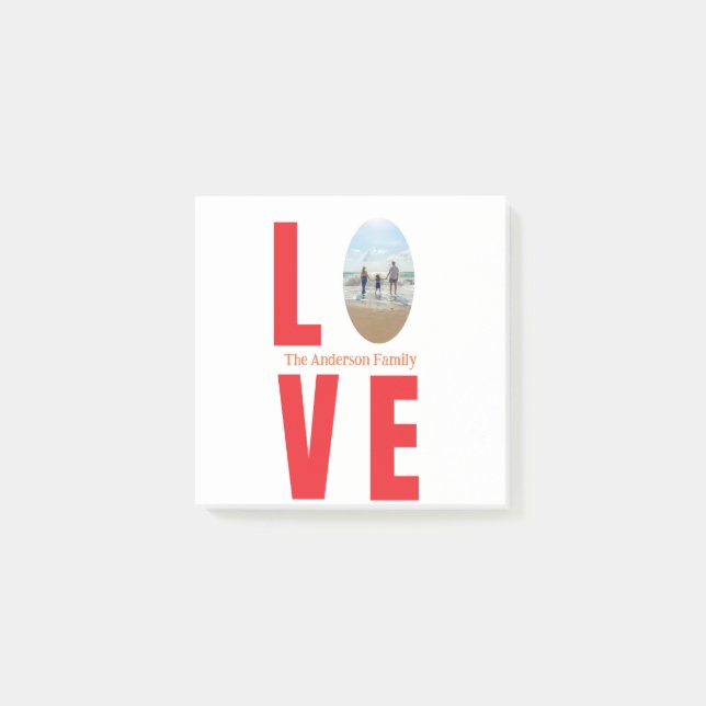 Love red family photo oval shape modern simple  post-it notes (Front)