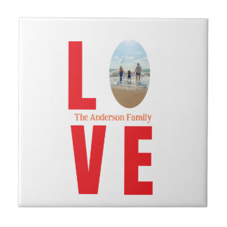 Love red family photo oval shape modern simple tile