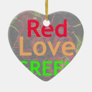 LOVE RED GOLDEN GREEN CERAMIC ORNAMENT