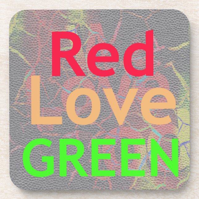 LOVE RED GOLDEN GREEN COASTER (Front)