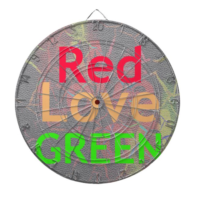 LOVE RED GOLDEN GREEN DARTBOARD (Front)
