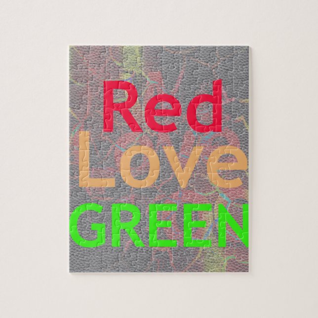 LOVE RED GOLDEN GREEN JIGSAW PUZZLE (Vertical)