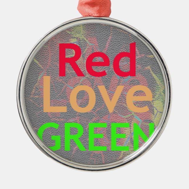 LOVE RED GOLDEN GREEN METAL ORNAMENT (Front)