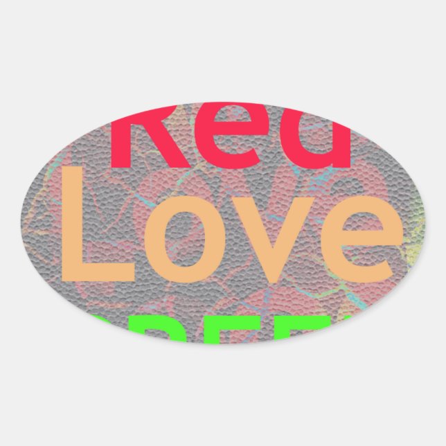 LOVE RED GOLDEN GREEN OVAL STICKER (Front)
