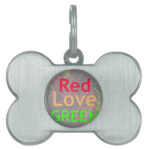 LOVE RED GOLDEN GREEN PET ID TAG
