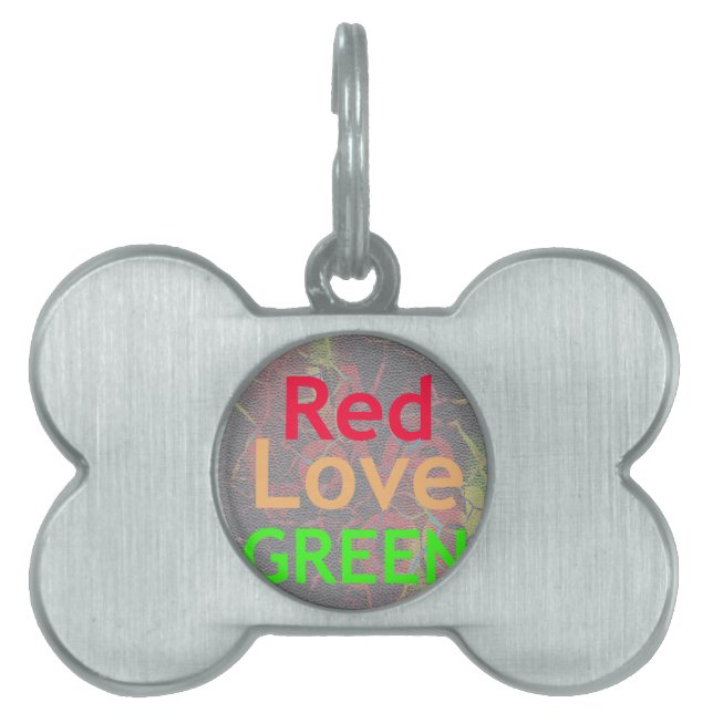 LOVE RED GOLDEN GREEN PET ID TAG (Front)