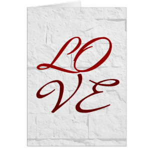 Love Red Grey Script Wall Brick Greeting Card