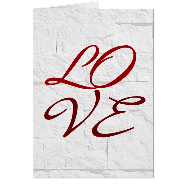 Love Red Gris Script Mur Brick Carte de voeux (Devant)