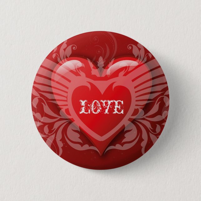 Love red heart 2 inch round button (Front)