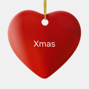 Love red heart and calligraphy ceramic ornament