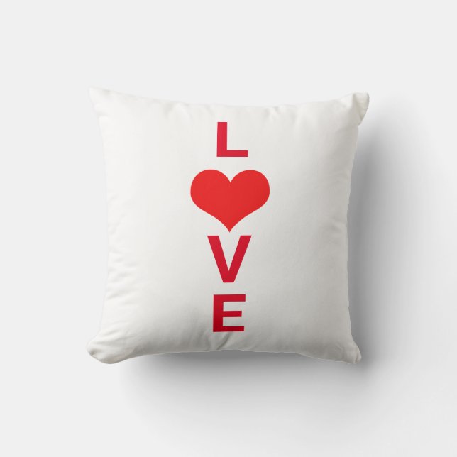 Love Red Heart Cute Valentine's Day Birthdays Gift Throw Pillow (Front)