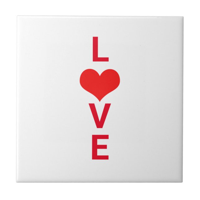 Love Red Heart Cute Valentine's Day Birthdays Gift Tile (Front)