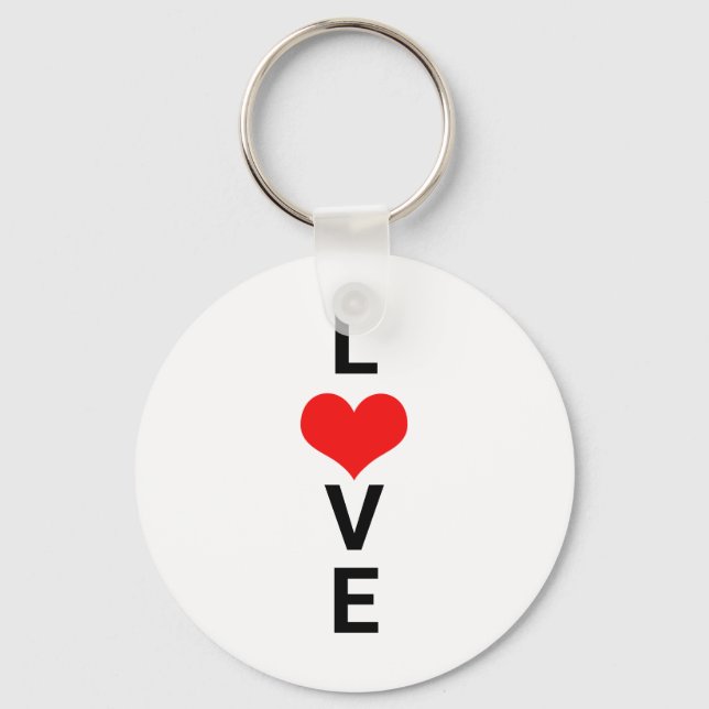 Love Red Heart Cute Valentine's Day Weddings Keychain (Front)