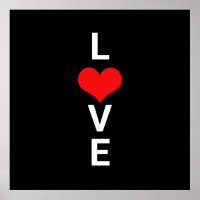 Love Red Heart Cute Valentine's Day White Black