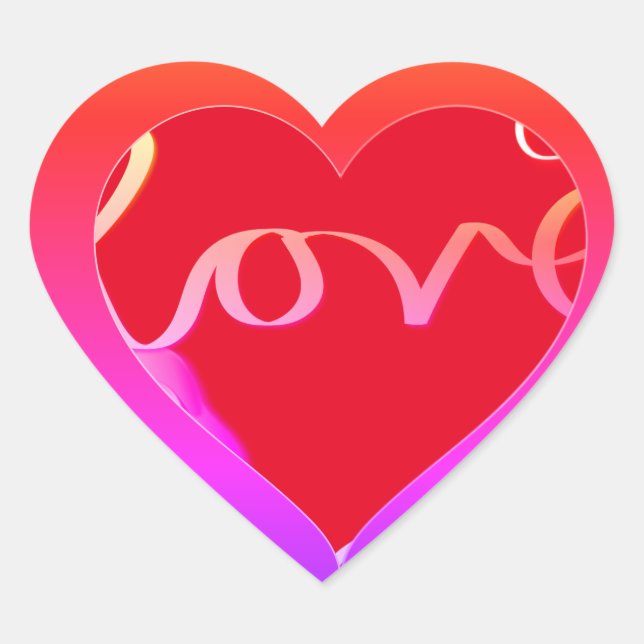 "Love"Red Heart    Heart Sticker (Front)