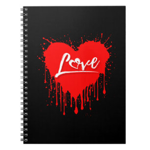 LOVE RED HEART MELTING VALENTINES DAY NOTEBOOK